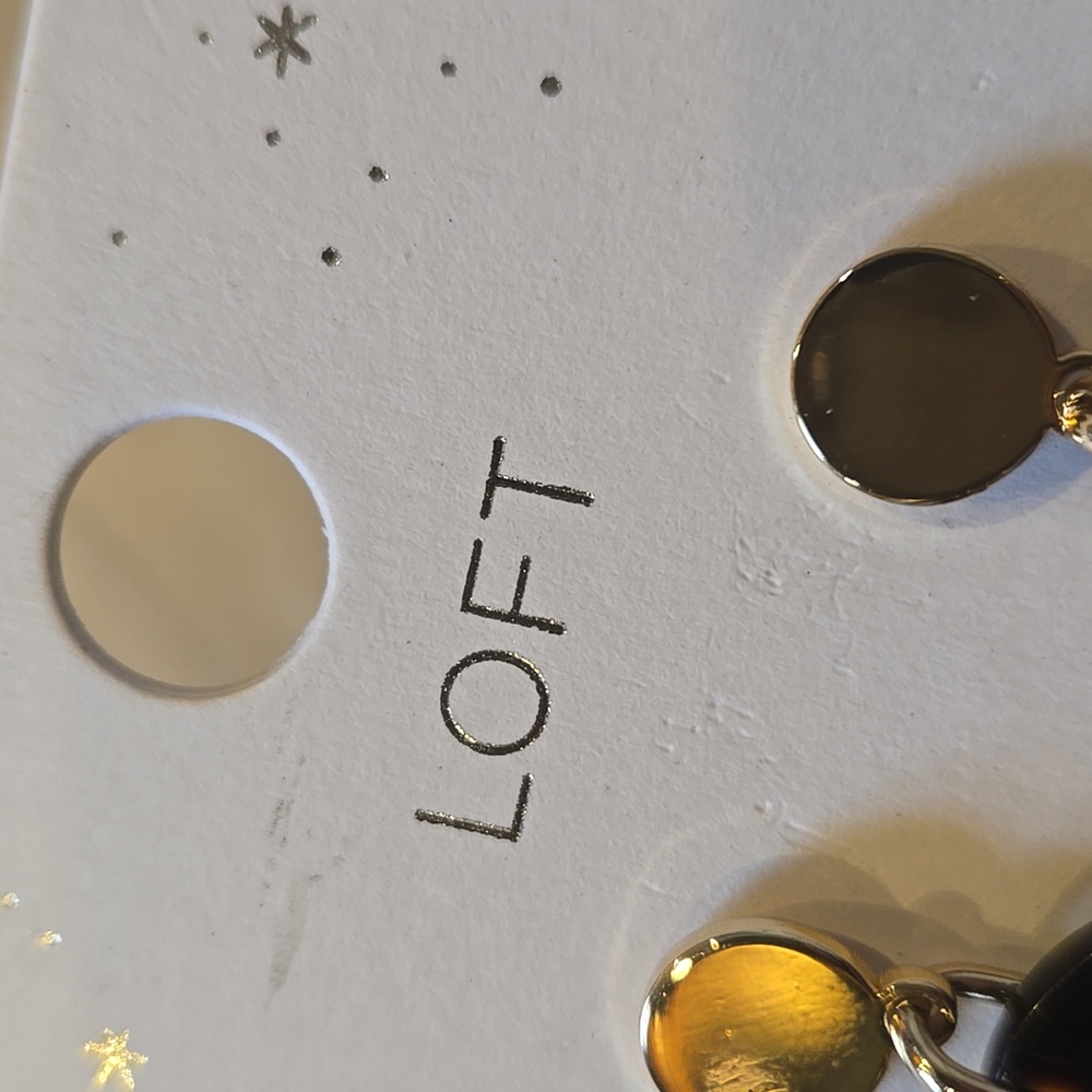 New LOFT "Sparkle Like You Mean It" Gold/Brown Tortoise Dangle Earrings - Picture 3 of 8